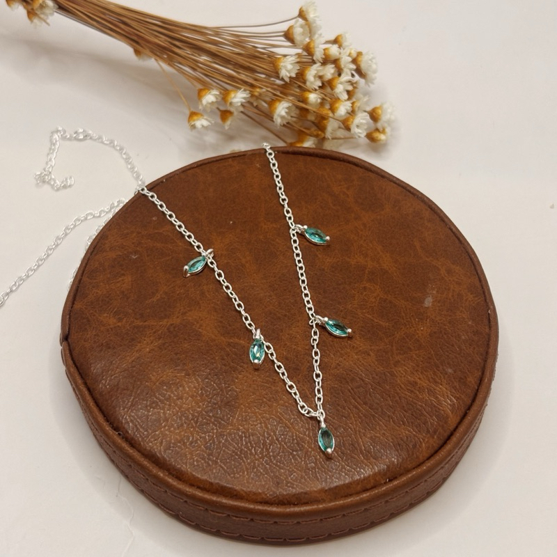 Choker Gotas Verdes em Prata 925 Feminina Elegante — imagem 2 de 2