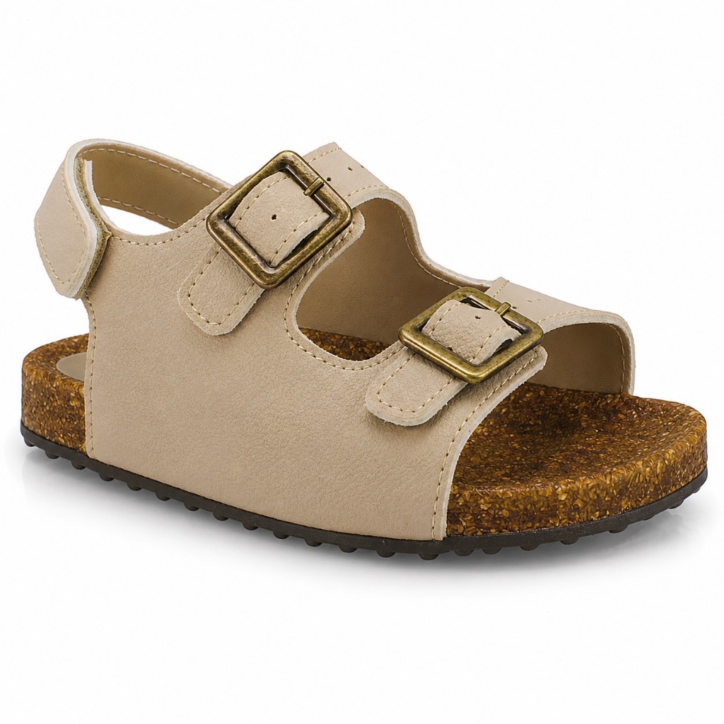 Sandália Birken Infantil Masculina Pequito Anatômica Leve e Macia Passeio Marfim 9728