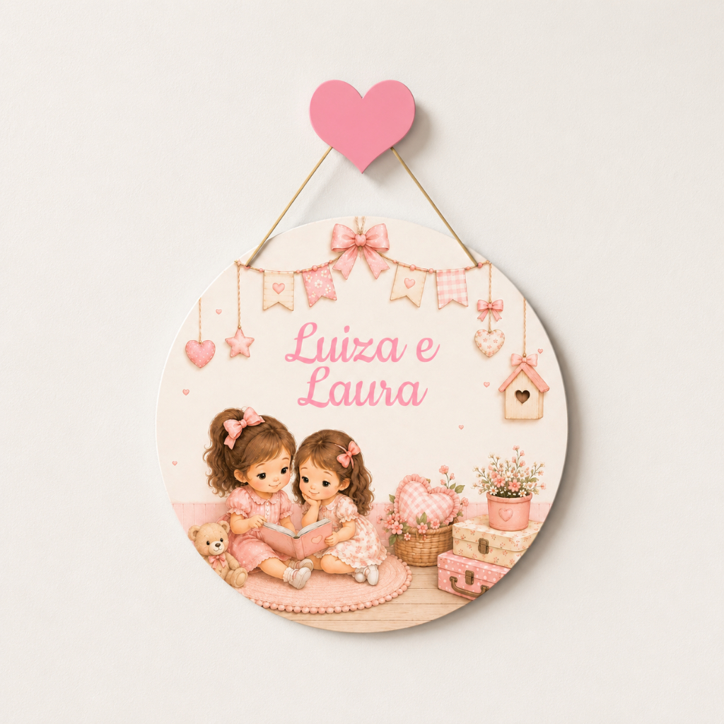 Porta Maternidade Irmãs Meninas Nome Personalizado Decoração Infantil
