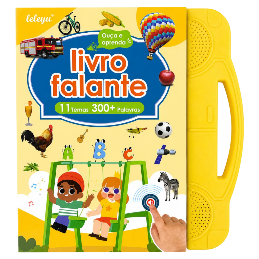 Livro Falante Infantil Educativo Bilíngue Português Inglês 300+ Palavras 11 Temas Com Som Interativo