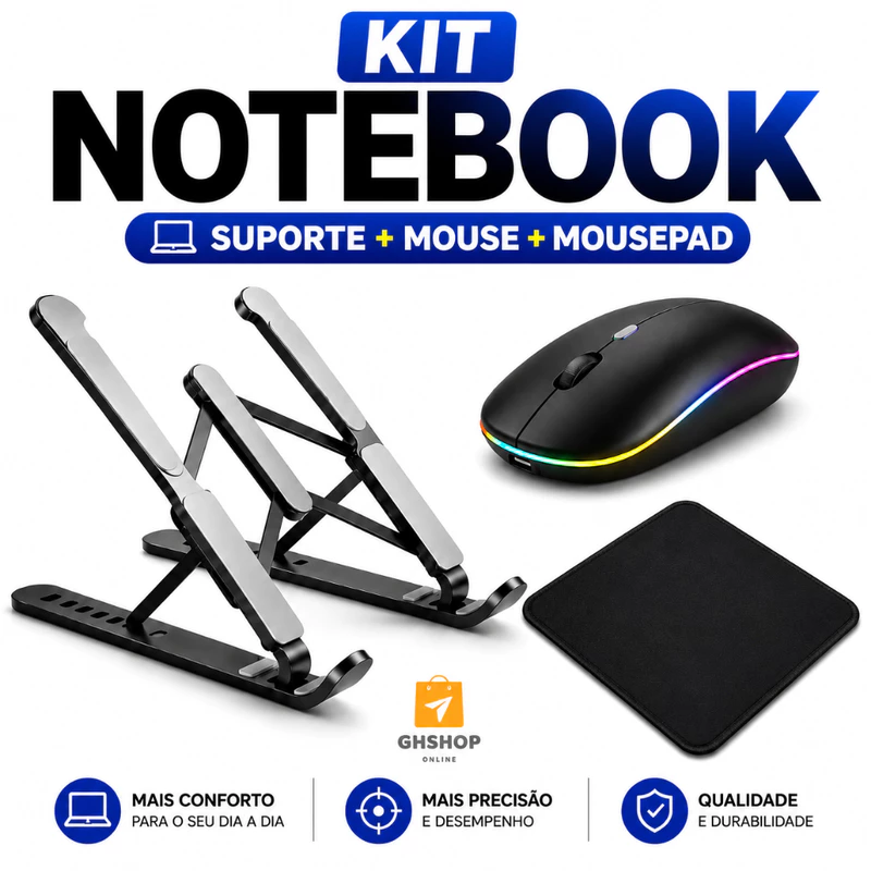 Suporte para Notebook com Mouse Pad e Sem Fio