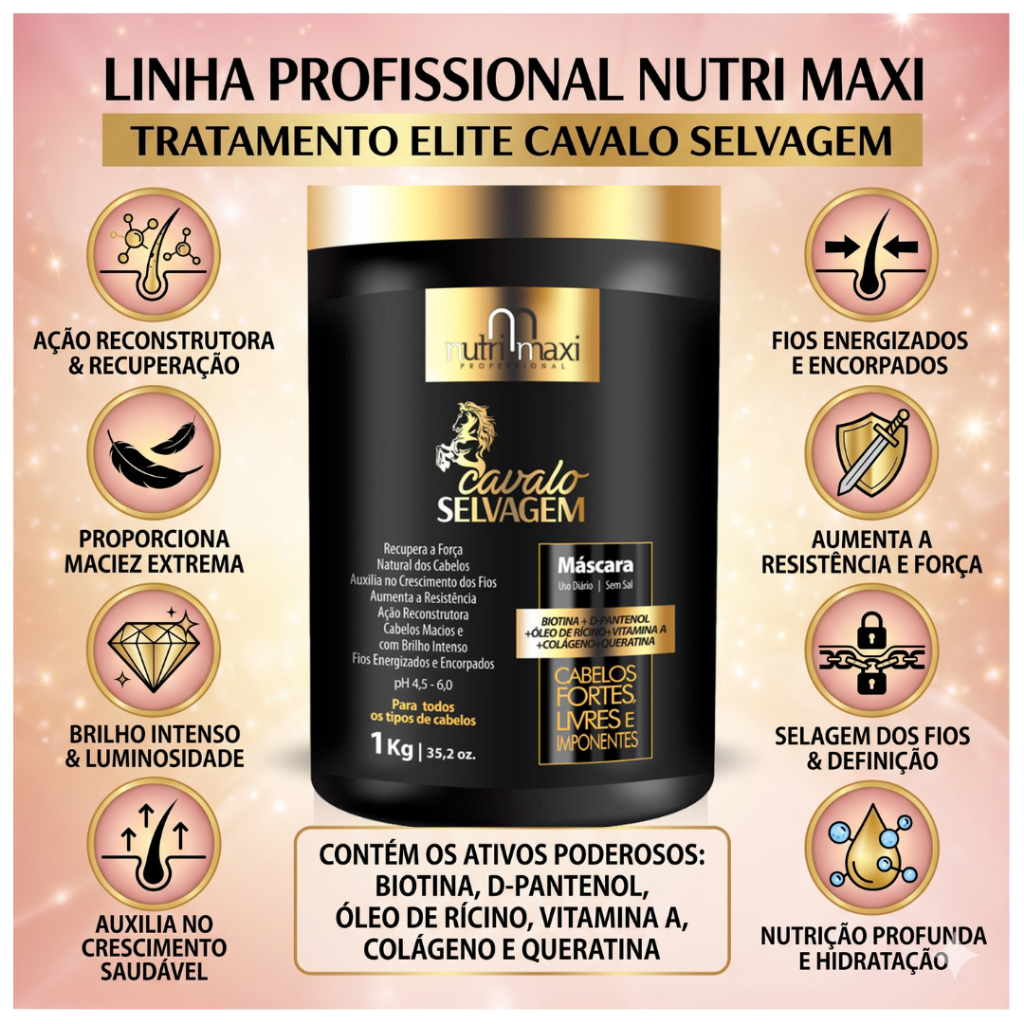 Máscara Hidratação Capilar Cavalo Selvagem Nutri Maxi 1Kg