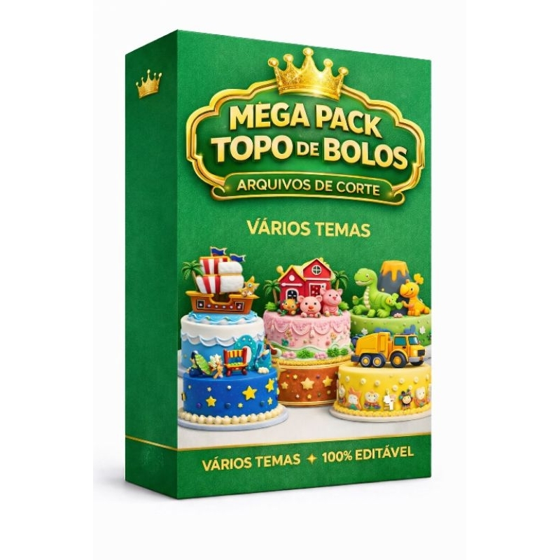👉 Mega Pack Topos de Bolo Digital Vários Temas Arquivos de Corte Aniversário Pronto Uso Envio Imediato