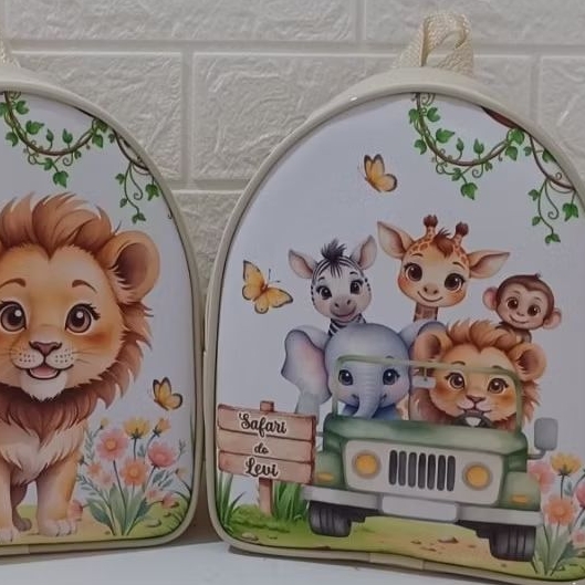 Kit Mochilas Personalizadas Safari, Rei Leão, Mickey Safari! Lembrancinhas Aniversário e Eventos!