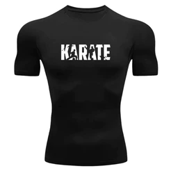 Camisa de Compressão Karate Luta Treino Camiseta Fitness Academia Manga Curta