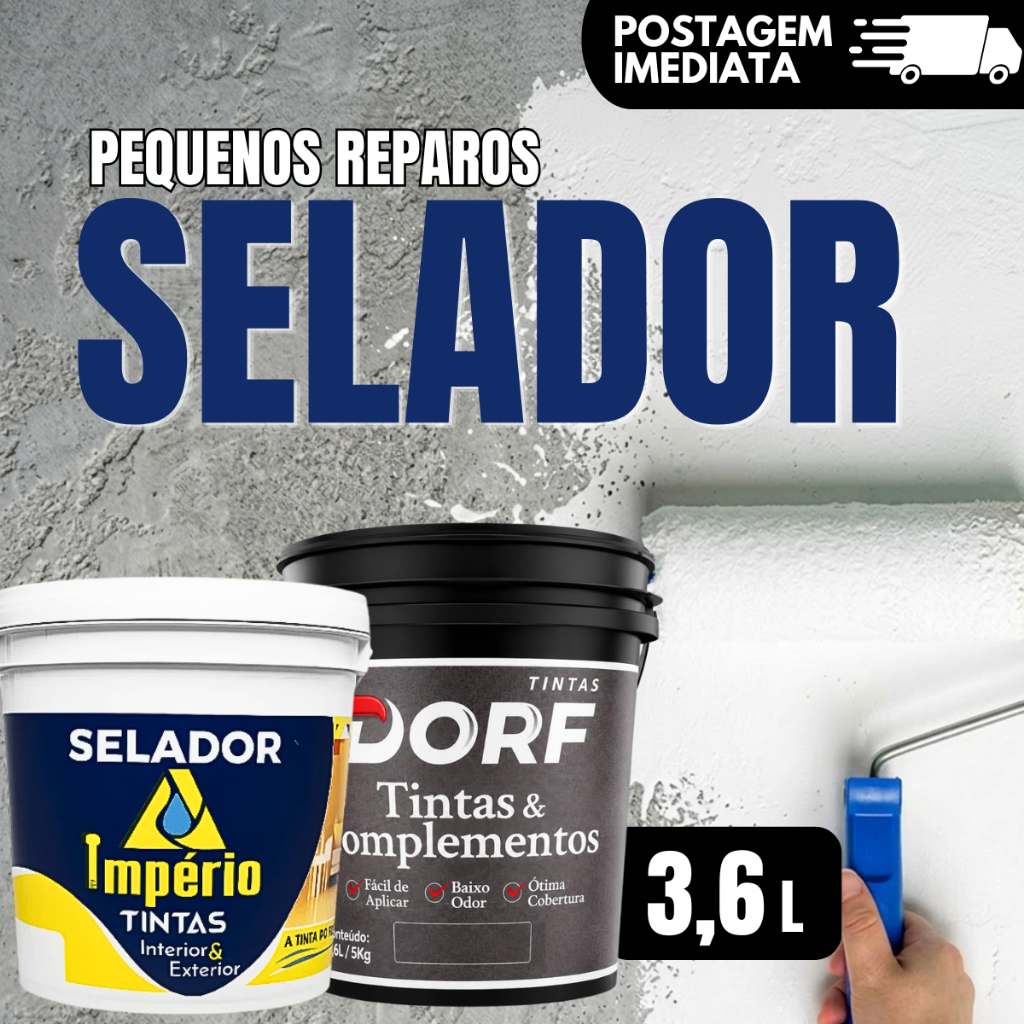 Selador 3,6L Pequenas Areas Profissional Premium Acabamento Fosco Parede Teto Novo Facil Aplicação