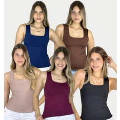 BLUSA FEMININA REGATA ECOCLUB EM SUPLEX SOFT DUPLO 100%FORRADA VESTE PERFEITA MODA BLOGUEIRA