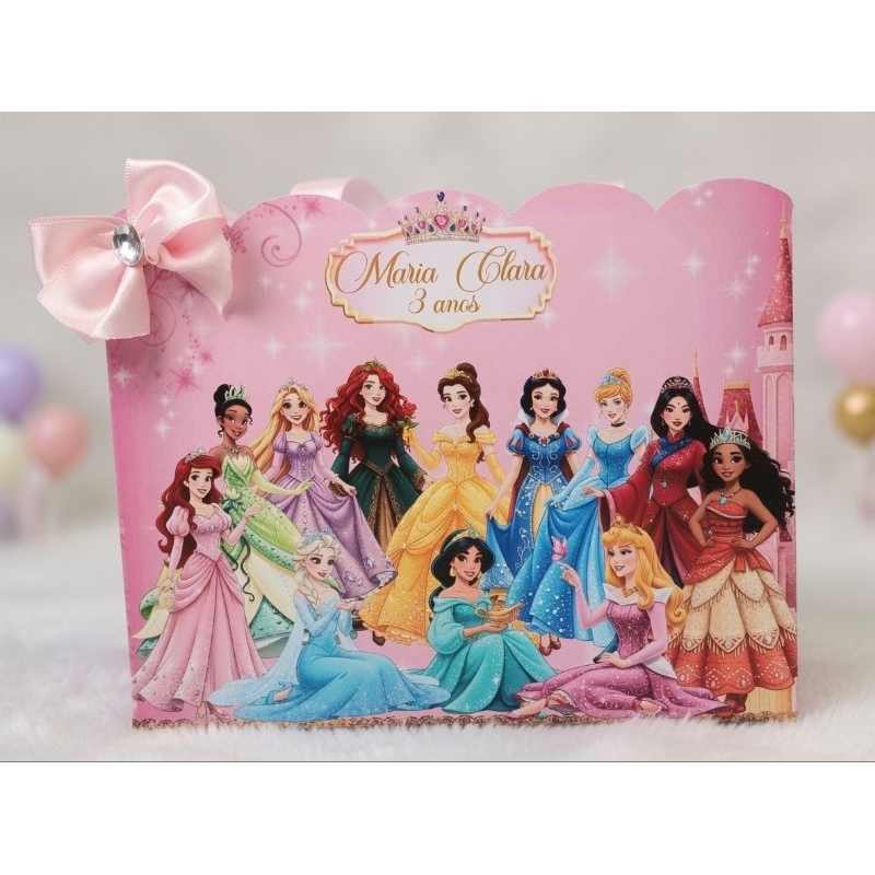 Sacolinha personalizada Princesas tam G COM LAÇO | lembrancinha Princesas Disney | festa | aniversario | mesversario
