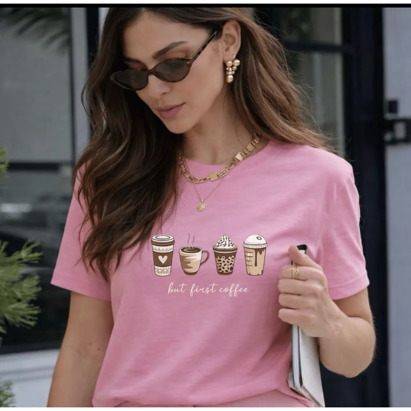 Camiseta Coffee Lover Feminina 100% Algodão Estampada Casual Premium Confortável Tendência
