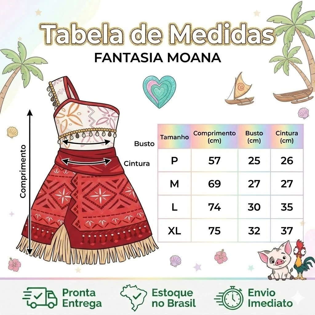 Vestido Infantil Luxo Fantasia Menina Princesa Moana — imagem 2 de 2