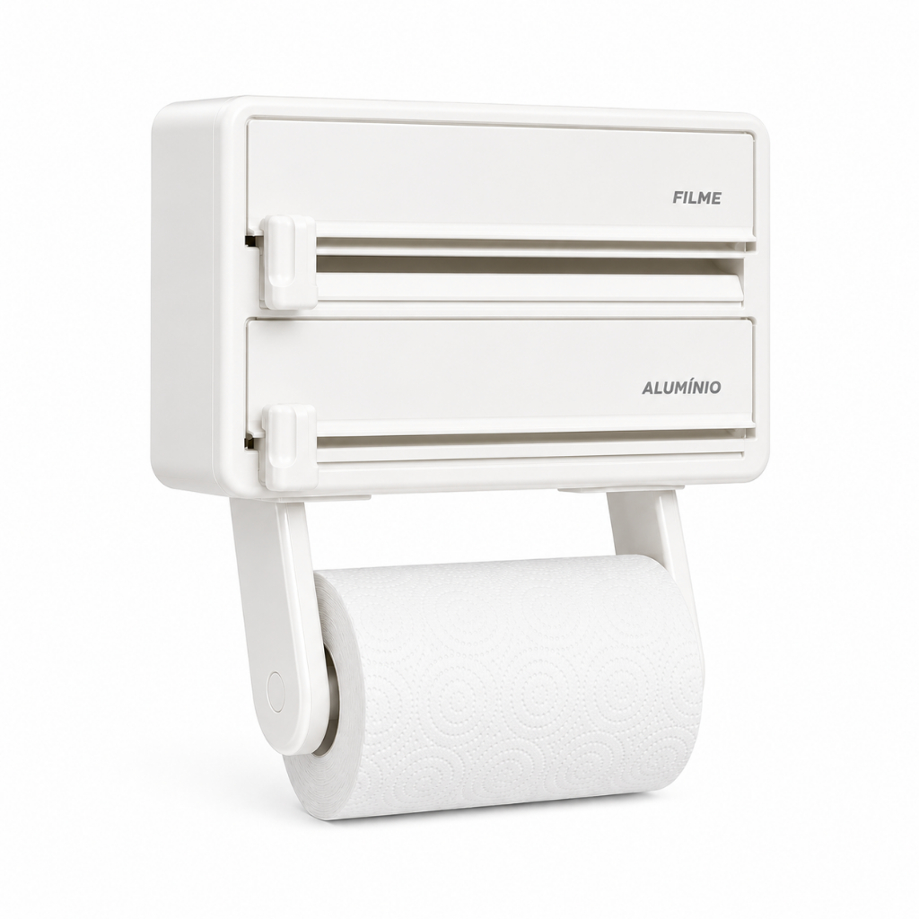 Porta Rolos de Parede Dispenser Organizador Prático Para Cozinha Moderna Branco
