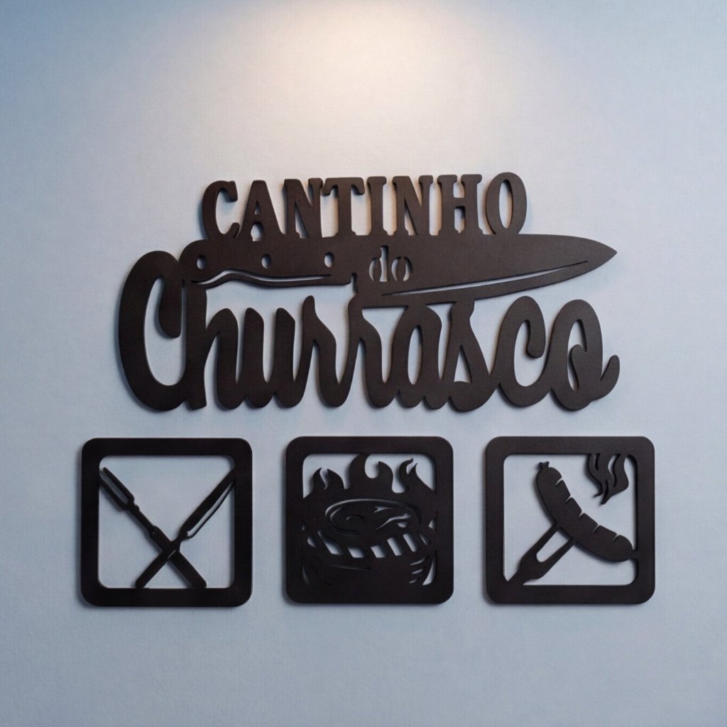 Kit Cantinho do Churrasco MDF Placa Decorativa Área Gourmet Churrasqueira Presente Pai Parede