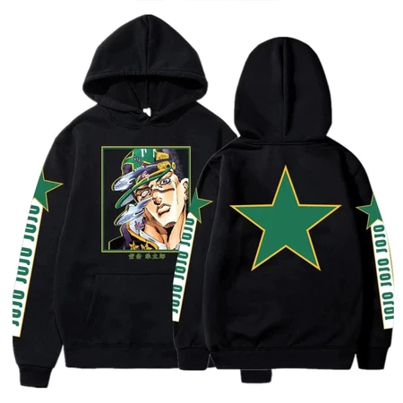 Moletom Canguru Blusa de Frio Jojo Estrela Verde Bizarre Adventure Anime Mangá Japones