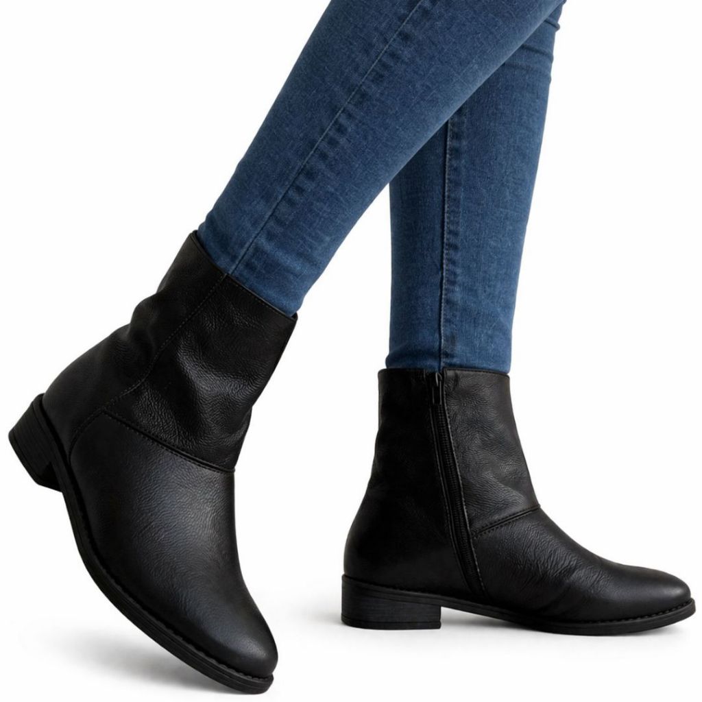 Bota Feminina Couro Macio Cano Curto Salto Baixo Usaflex AP0200300