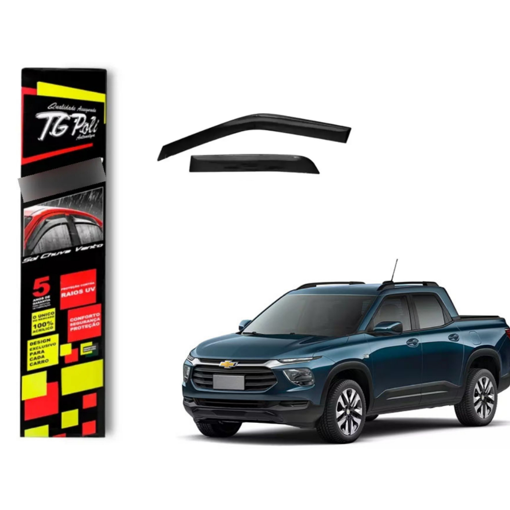 Calha de Chuva Chevrolet Montana 2023 a 2027 TG Poli Defletor 4 portas Protetor Janelas Fumê