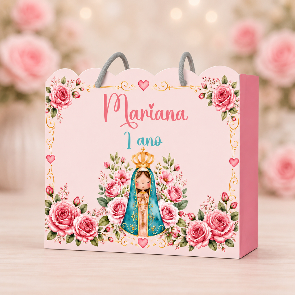 Sacolinha Personalizada Nossa Senhora Aparecida  Infantil -Festa Lembrancinhas Mimos Aniversário