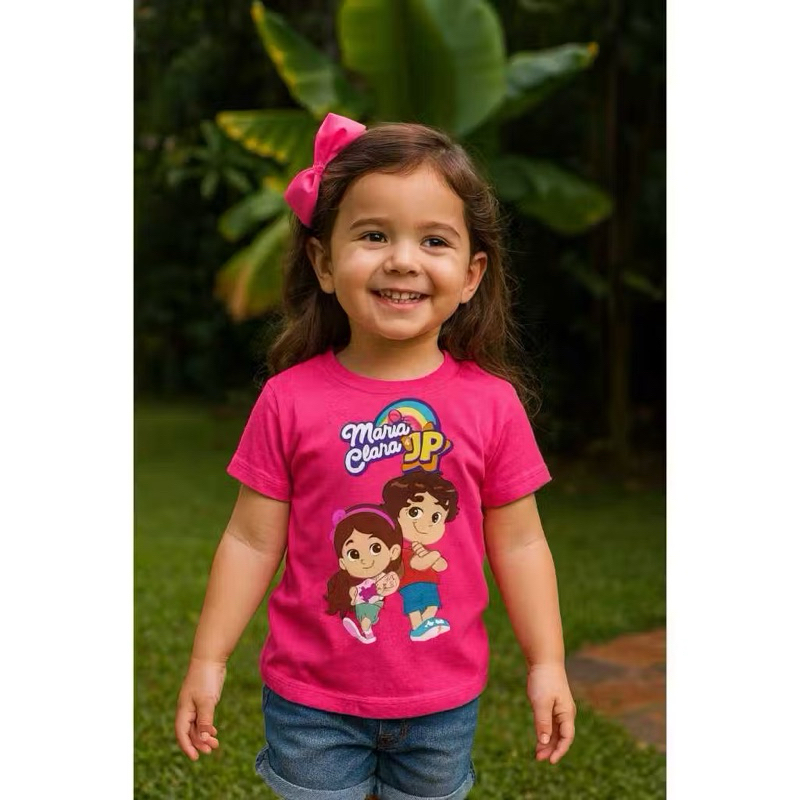 Camiseta Maria Clara E Jp Show Blusa Youtuber Jogos Pink Infantil Festa Presente Passeio Juvenil Unissex Linda Camisa