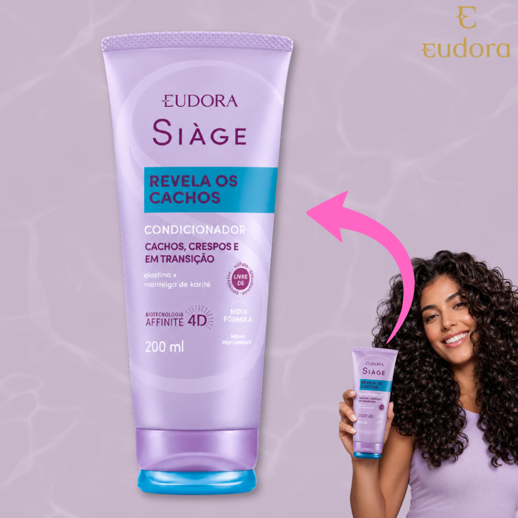 Condicionador Eudora Siàge Revela Os Cachos 200ml Para Cachos Crespos e Transição Original