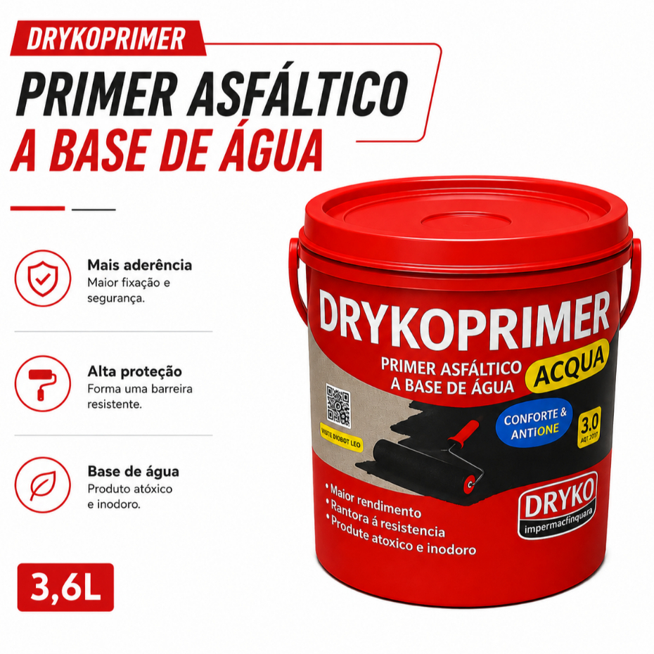 Primer Manta Liquida Asfáltico 3,6l Base Água - Dryko