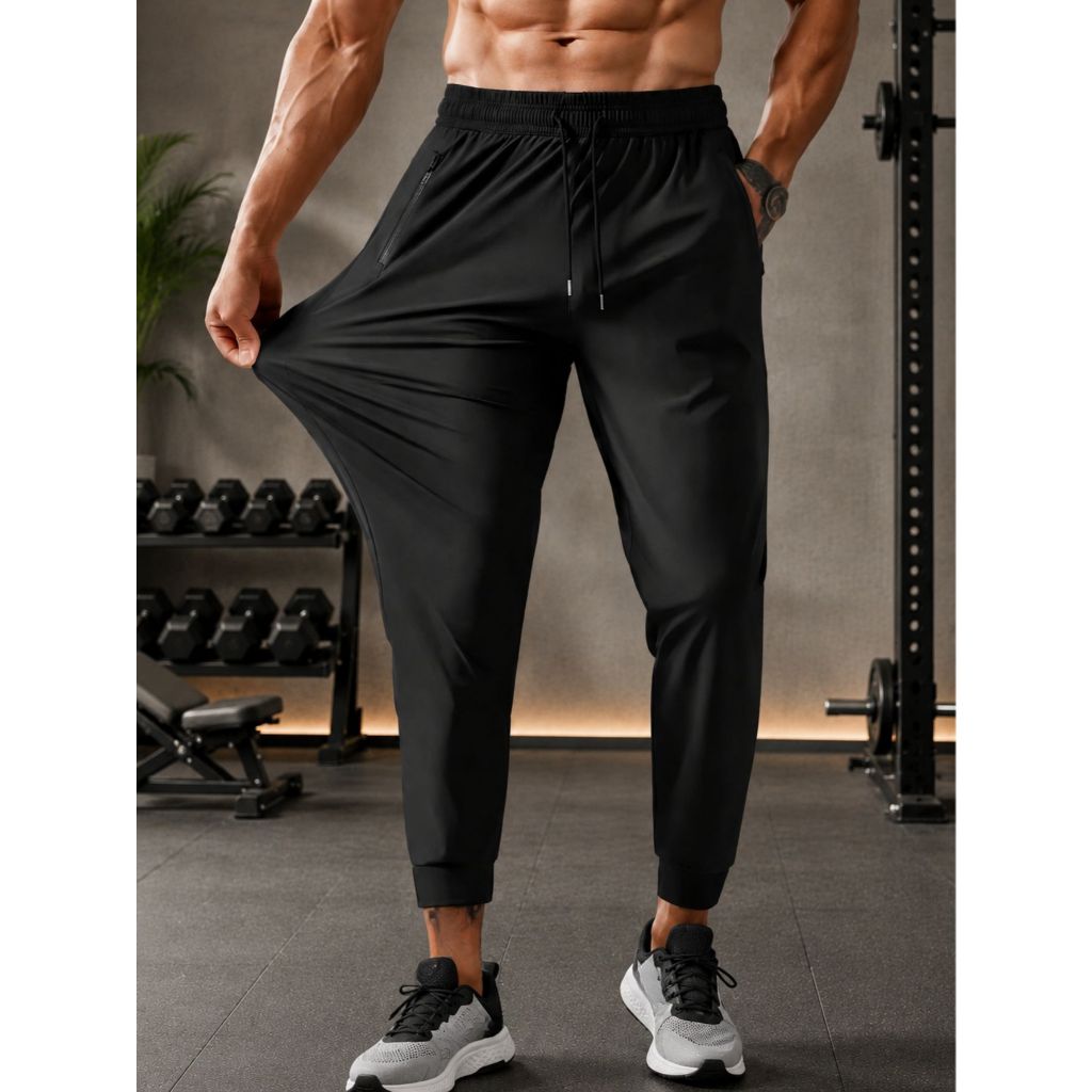 Calça Masculina Com Elastano Slim Fit Poliamida Fitness Academia Corrida Treino Esportiva Confortável Secagem Rápida
