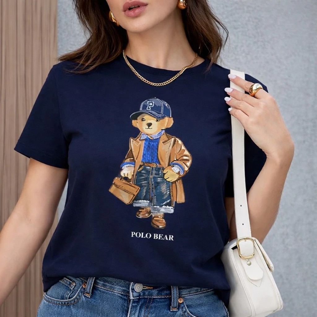 Camisa Camiseta Feminina Urso Bear Premium 100% Algodão Casual Confortável  Moda Blogueira Tendência