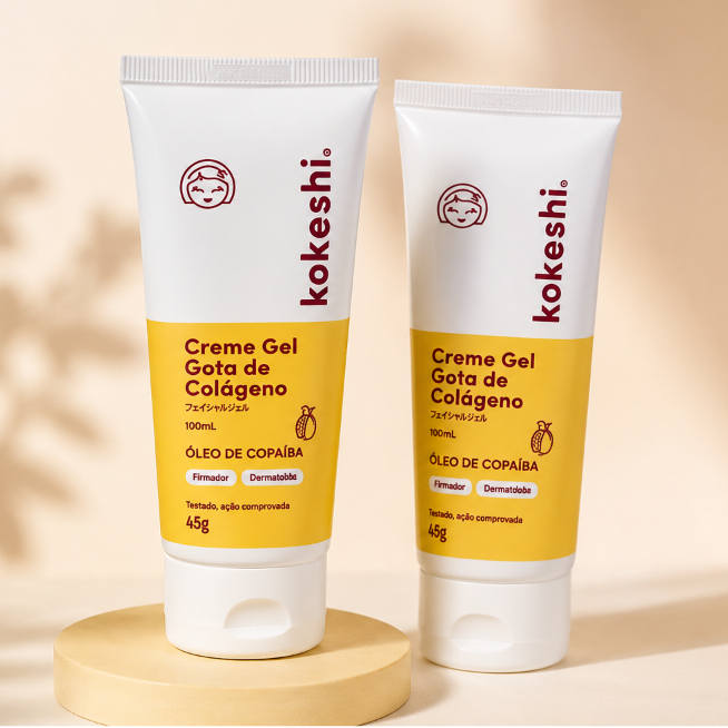 Kit 2  Creme Gel Facial Gota de Colágeno Kokeshi 45g Pele Hidratada e Firme