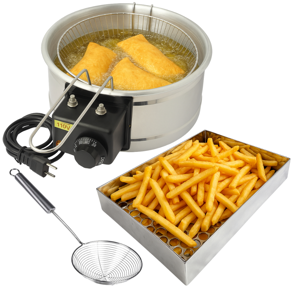 • Fritadeira Elétrica 3,5L Profissional Completa c/ Escorredor e Escumadeira