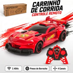 Carrinho Controle Remoto 1:10 Grande 42cm Esportivo Led 2.4ghz Brinquedo Menino 6 Anos a Pilha