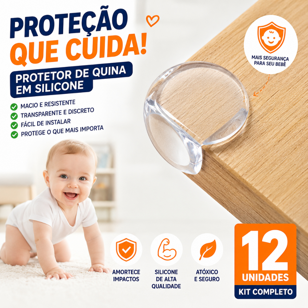 kit Protetores De Quina Silicone Redondo Para Crianças E Bebes Proteção Promoção