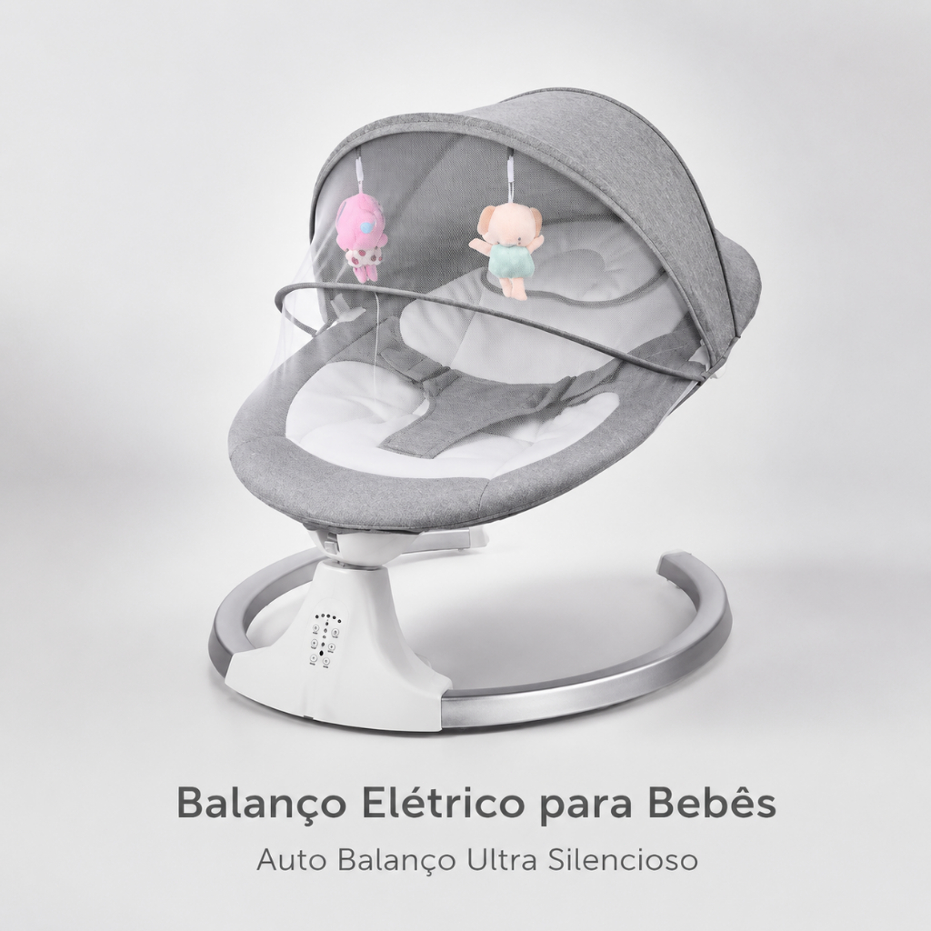 Cadeira Balanço para Bebê com Música, Mosquiteiro e Controle Remoto l Cadeira de Descanso Infantil Confortável