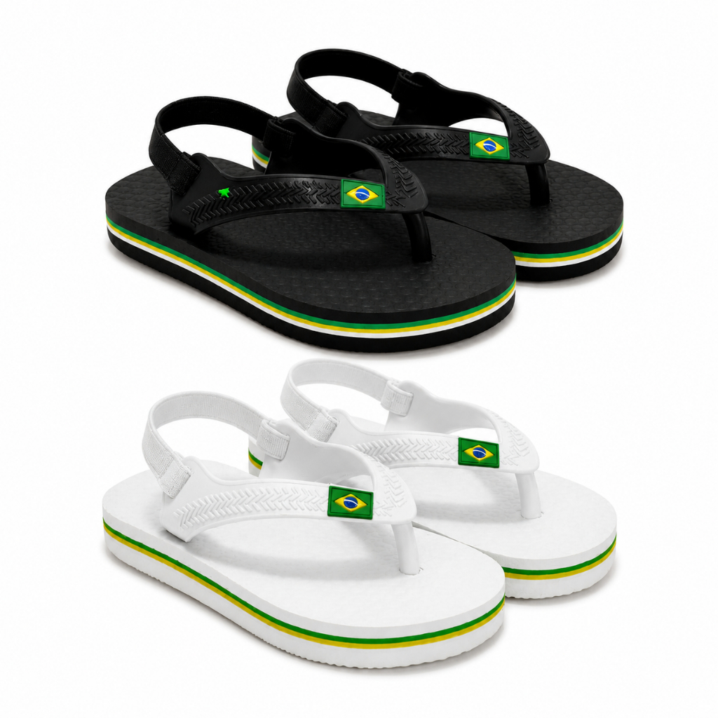 Kit 2 Pares Chinelo Baby Infantil Com Elástico Antiderrapante