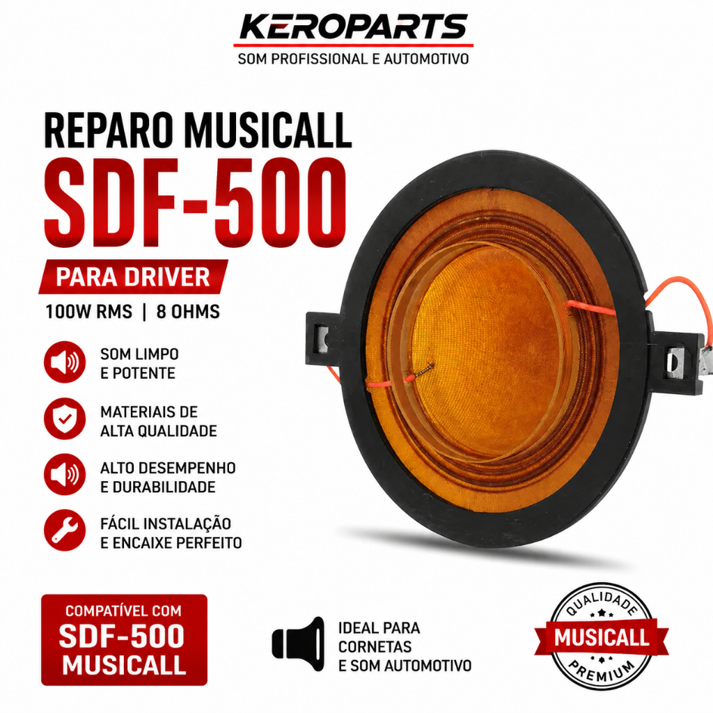 Reparo MusicAll Para Driver Sdf-500 100w Rms 8 Ohms Corneta som automotivo