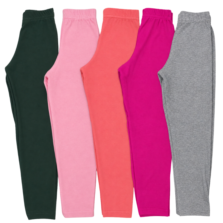 Kit 5 Calça Legging Infantil Juvenil Menina Lisas Sortidas Meia Estação Escolar