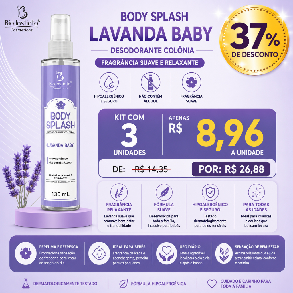 Desodorante Body Splash Lavanda Baby 130ml - Bio Instinto