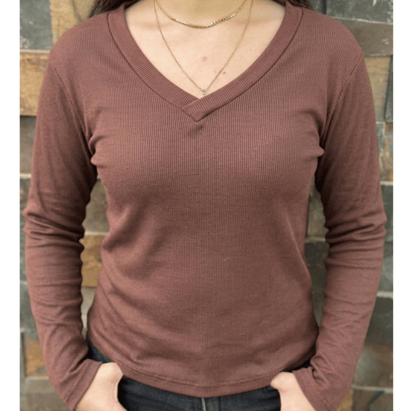 Blusinha Básica Gola V Cacharrel Feminina Flanelada Peluciada Quentinha Manga Longa Ribana Canelada Outono Inverno