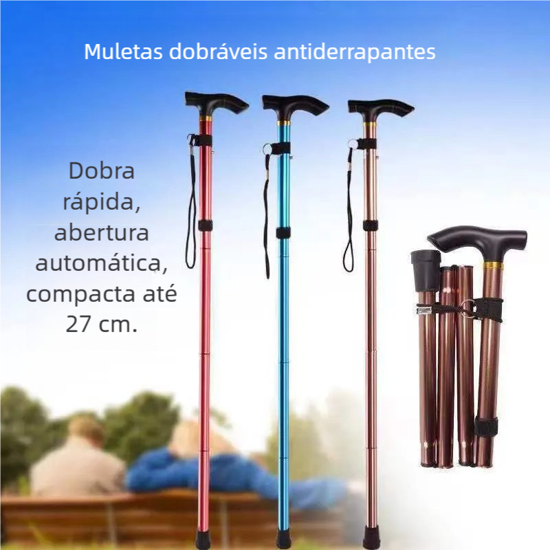 Bengalas anatômicas antiderrapantes em alumínio ajustável para apoio diário