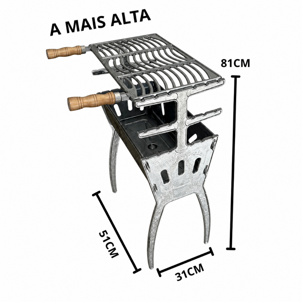 Churrasqueira A Mais Alta Do Mercado Em Alumínio Fundido Premium Carvão