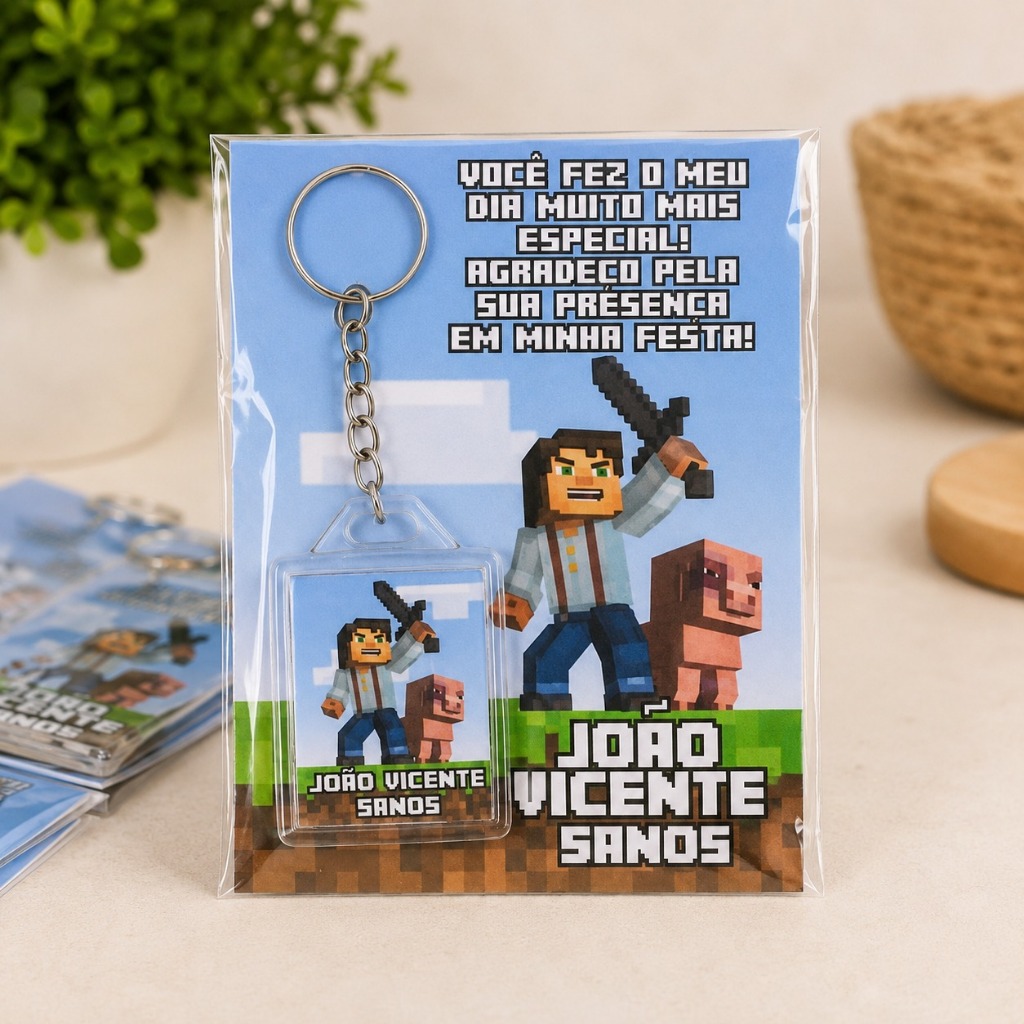 Chaveiros Personalizado MINECRAFT | Lembrancinhas | Festa | Aniversário | Infantil | Decoração