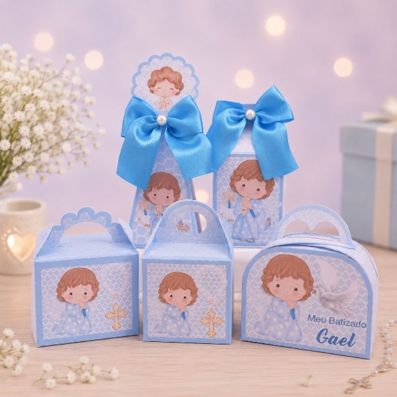 PEGUE E MONTE - Kit Festa Personalizada Batizado Menino  Lembrancinhas Caixinhas para festa