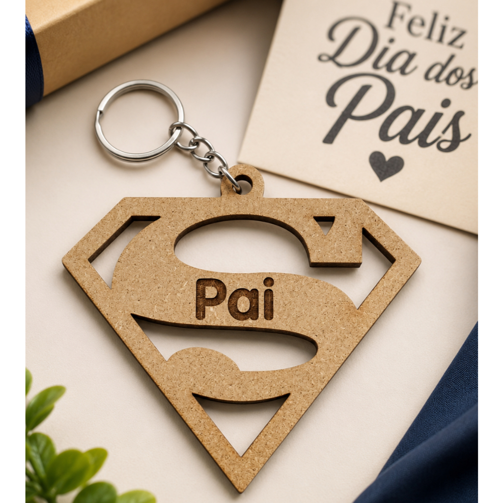 Kit 20 Chaveiros com Argola Presente Dia dos Pais Lembrancinha Super Pai