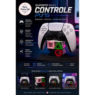 Suporte para Controle PS5 PlayStation 5 Porta Controle Gamer Organizador de Mesa em PLA