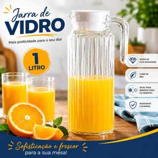 Jarra de Vidro 1 Litro Com  Tampa  Jarra Para  Suco, Jarra de Agua  Design Canelad  Jarra De Vidroo