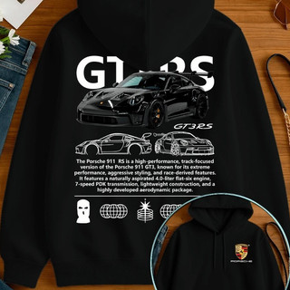 Blusa De Frio Moletom Canguru Streetwear De Corrida Porsche Gt3 Rs Preta