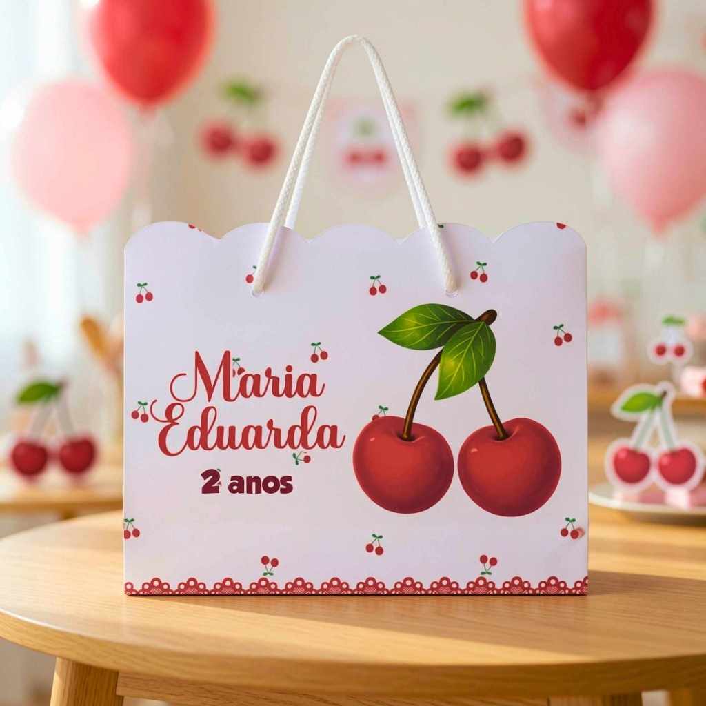 Sacolinha Personalizada Cereja Cerejinha | Lembrancinha | Mimo | Aniversário | Surpresa | Pegue e Monte