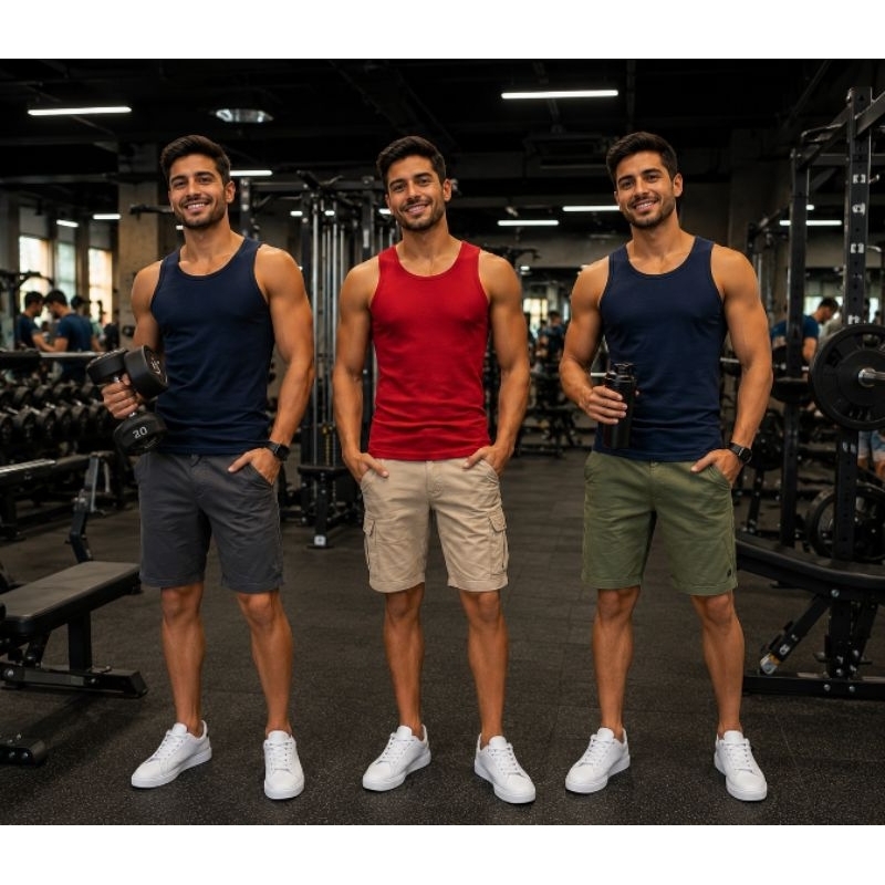 Kit 3 Peças Regatas Masculina Canelado Lisa Básica Treino Academia Confortável Dia a Dia Camiseta Leve