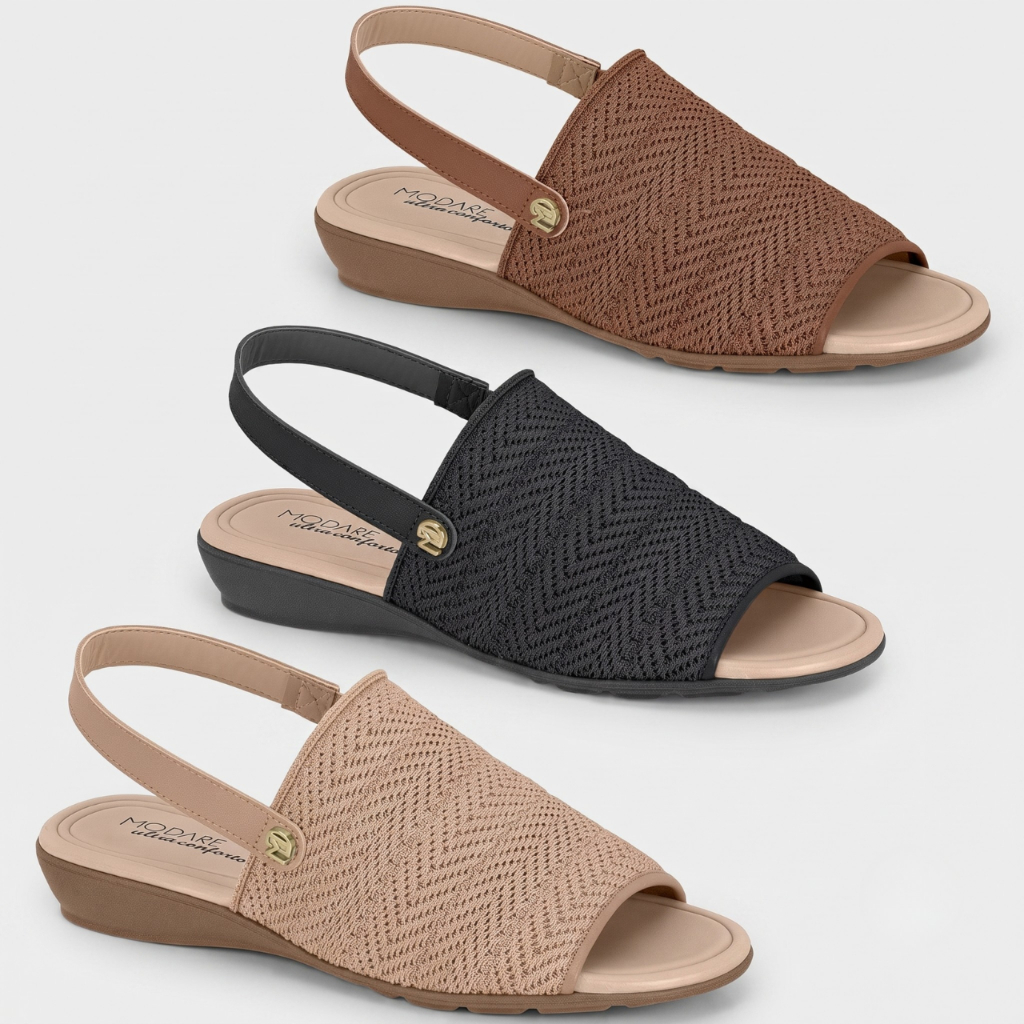 Sandália Feminina Modare Ultra Conforto Knit Elástico Original