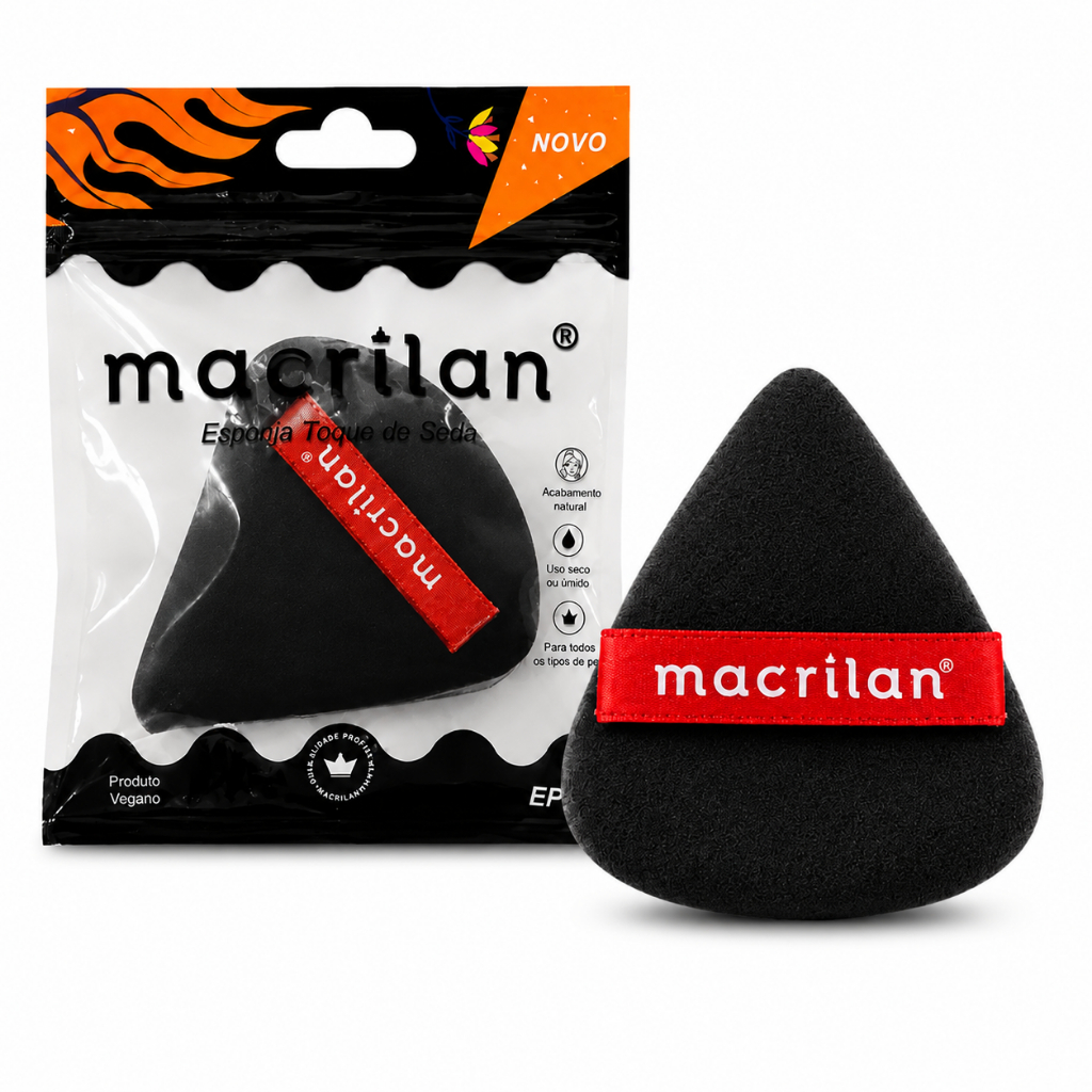 Esponja Puff Triangular Macrilan Toque de Seda Para Pó Compacto Solto Baking Maquiagem Profissional