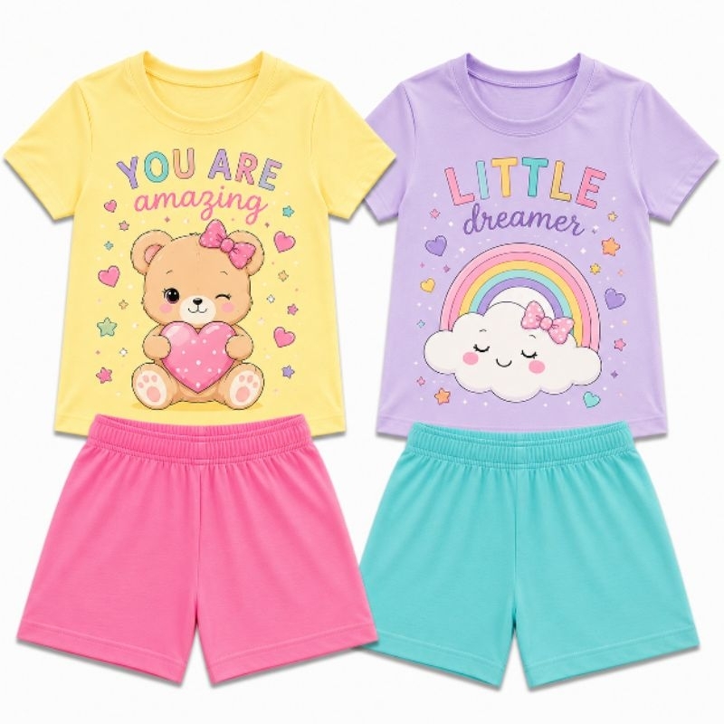 Kit 3 Conjunto Infantil Feminino  Menina Conforto e Estilo para Todos os Momentos Tecido Macio Leve 1 ao 6 anos