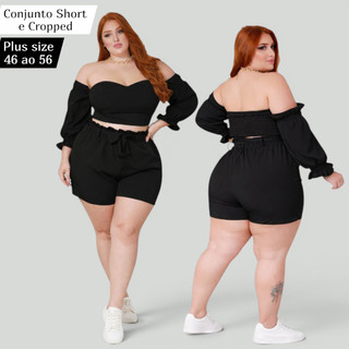Conjunto Plus Size Feminino Conjunto Short e Cropped Short e Blusa Conjunto Feminino G1 G2 G3