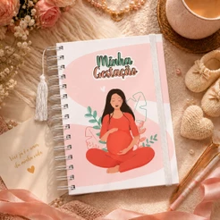 Planner da Gestante Diário da Minha Gestação Caderno Caderneta Anotações 220 Páginas Capa Dura